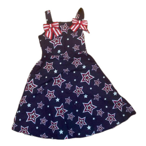Jessica Ann Patriotic Sundress Stars Bows Red White Blue 6X